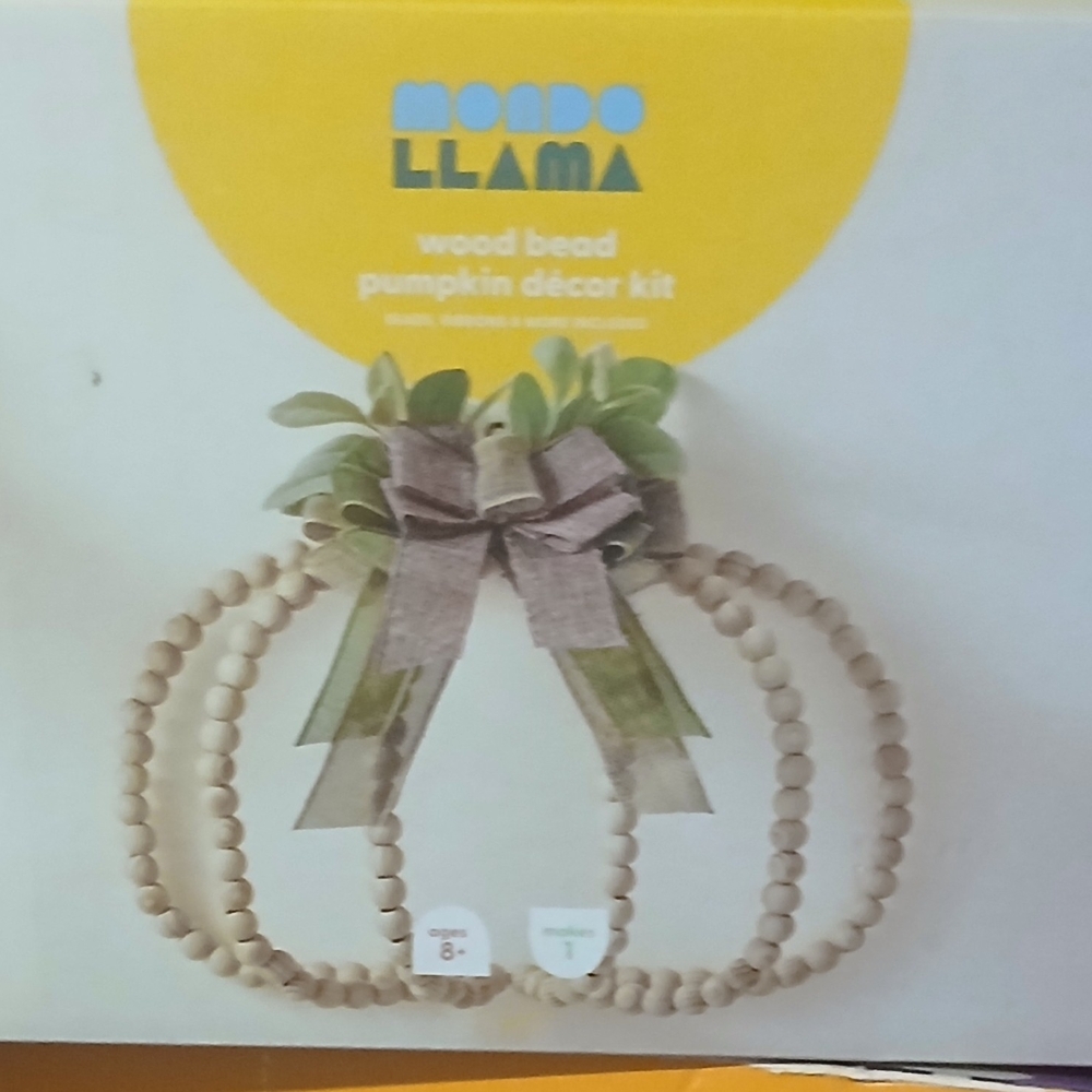 Mondo Llama Wood Bead Pumpkin Décor Kit - Natural and Green